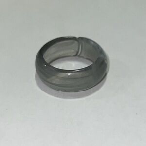 New Translucent Grey And White Swirl Resin Ring Size US 9.5 Unisex Cyberpunk